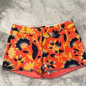 J. Crew orange and navy floral shorts